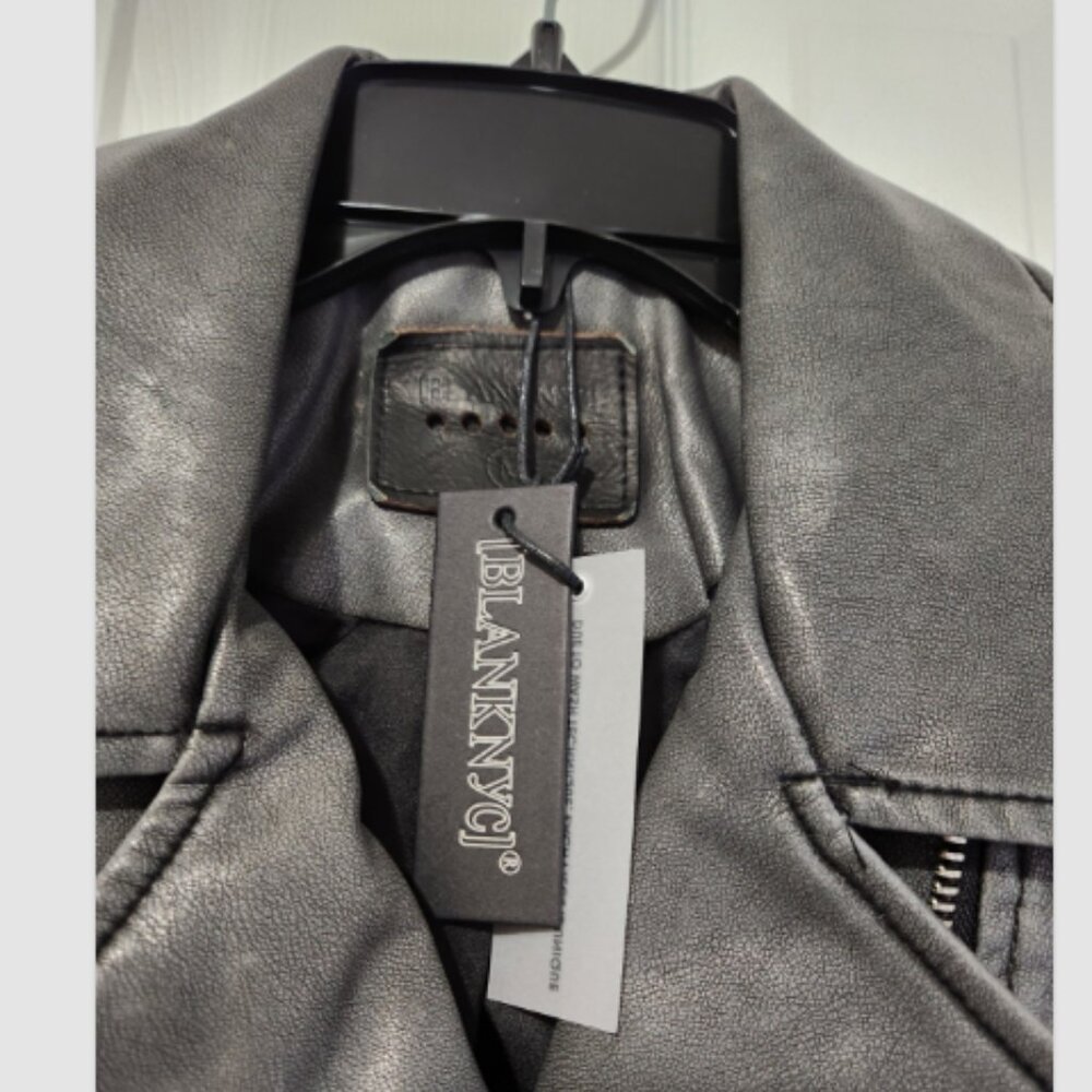Blank NYC Faux Leather Crop Moto Belted Jacket - Picture 8 of 15